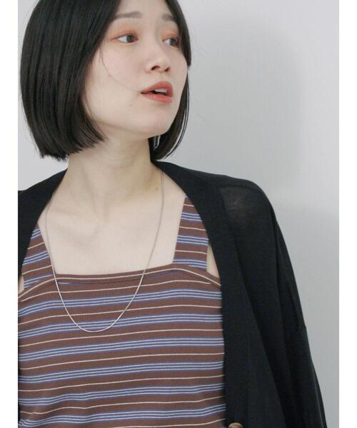 Samansa Mos2 blue（サマンサモスモスブルー）の「マルチボーダータンク（Tシャツ/カットソー・レディース・ブラック/ブラウン/ネイビー・F）」の20枚目の写真
