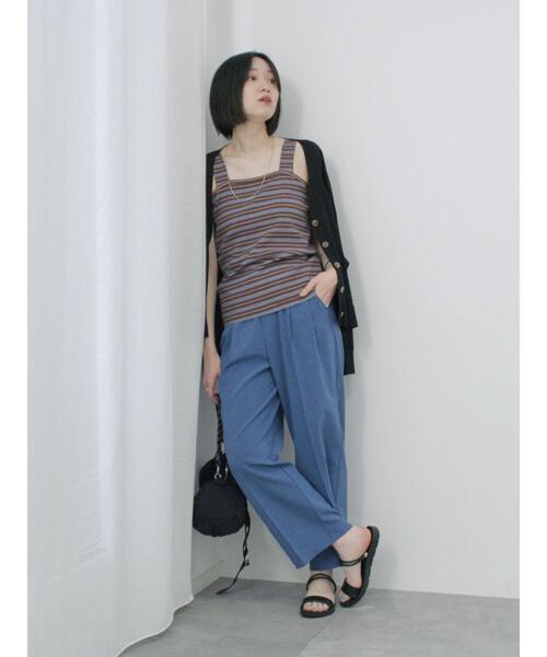 Samansa Mos2 blue（サマンサモスモスブルー）の「マルチボーダータンク（Tシャツ/カットソー・レディース・ブラック/ブラウン/ネイビー・F）」の21枚目の写真
