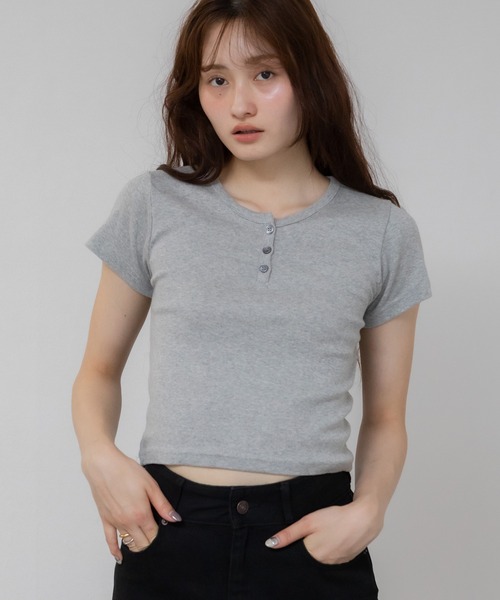 日本未入荷*関送込*ARISEISM*ヘンリーネック/クロップド Tシャツ 17/1 空紡糸天竺（12オンス）ヘンリーネック ハーフスリーブ T