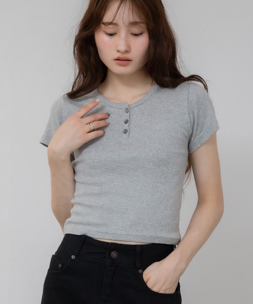 カオリ　クチネリ　上質素材　グレー　トップス　カットソー CLEL（クレイル） tシャツ 「CLEL」TR Punch Loose High Neck Cut Sew