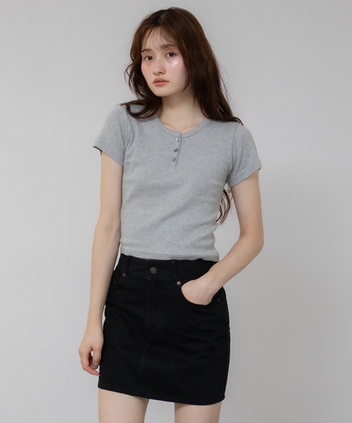 日本未入荷*関送込*ARISEISM*ヘンリーネック/クロップド Tシャツ 17/1 空紡糸天竺（12オンス）ヘンリーネック ハーフスリーブ T