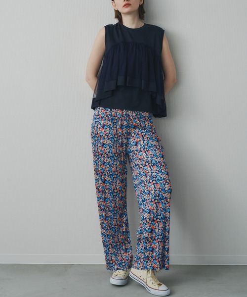 セルフカット可能】花柄プリーツパンツ（その他パンツ）｜Unitage