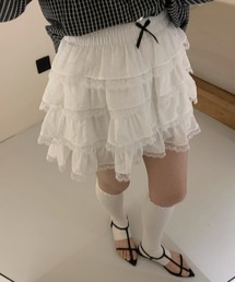 レトロガーリー レースフリルティアードミニスカート