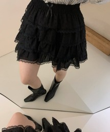 レトロガーリー レースフリルティアードミニスカート