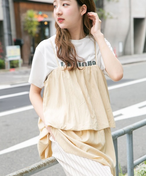 ITEMS URBANRESEARCH（アイテムズ アーバンリサーチ）の「チュニックレイヤードキャミソール（チュニック・レディース・ベージュ/ブラック・FREE）」の17枚目の写真