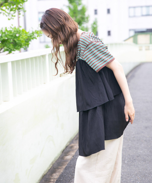 ITEMS URBANRESEARCH（アイテムズ アーバンリサーチ）の「チュニックレイヤードキャミソール（チュニック・レディース・ベージュ/ブラック・FREE）」の5枚目の写真