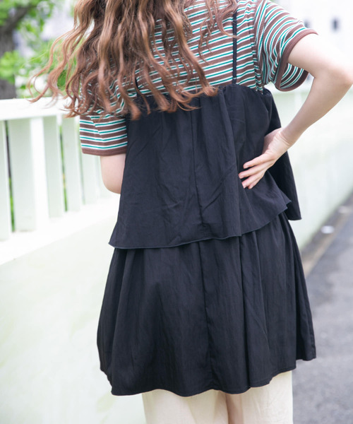 ITEMS URBANRESEARCH（アイテムズ アーバンリサーチ）の「チュニックレイヤードキャミソール（チュニック・レディース・ベージュ/ブラック・FREE）」の7枚目の写真