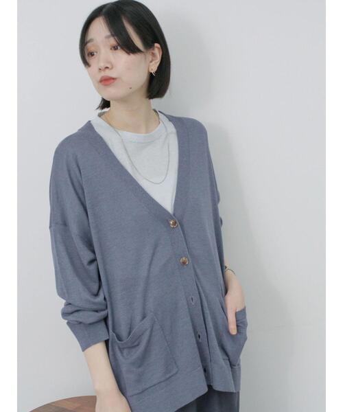 Samansa Mos2 blue（サマンサモスモスブルー）の「【接触冷感】マルチスタイルVカーデ（カーディガン/ボレロ・レディース・ブラック/ブルー/ピンク/ライトベージュ/オフホワイト/ネイビー/グリーン・L/M）」の5枚目の写真