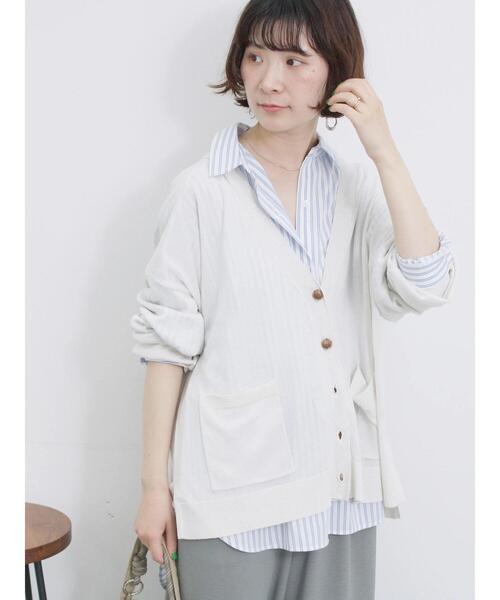 Samansa Mos2 blue（サマンサモスモスブルー）の「【接触冷感】マルチスタイルVカーデ（カーディガン/ボレロ・レディース・ブラック/ブルー/ピンク/ライトベージュ/オフホワイト/ネイビー/グリーン・L/M）」の2枚目の写真