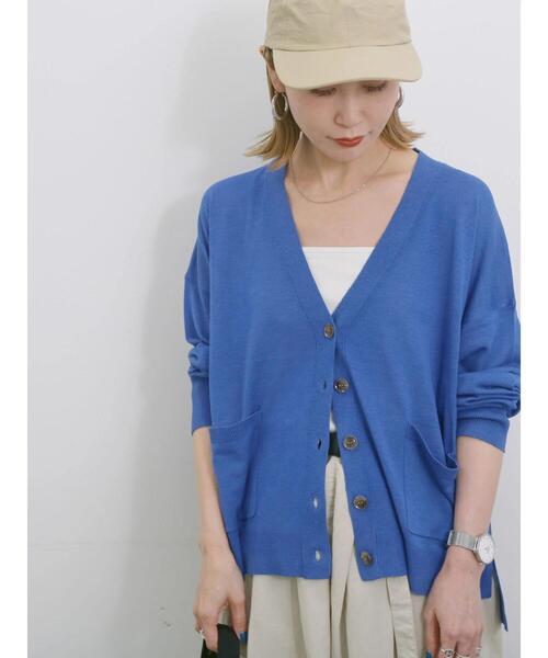 Samansa Mos2 blue（サマンサモスモスブルー）の「【接触冷感】マルチスタイルVカーデ（カーディガン/ボレロ・レディース・ブラック/ブルー/ピンク/ライトベージュ/オフホワイト/ネイビー/グリーン・L/M）」の6枚目の写真