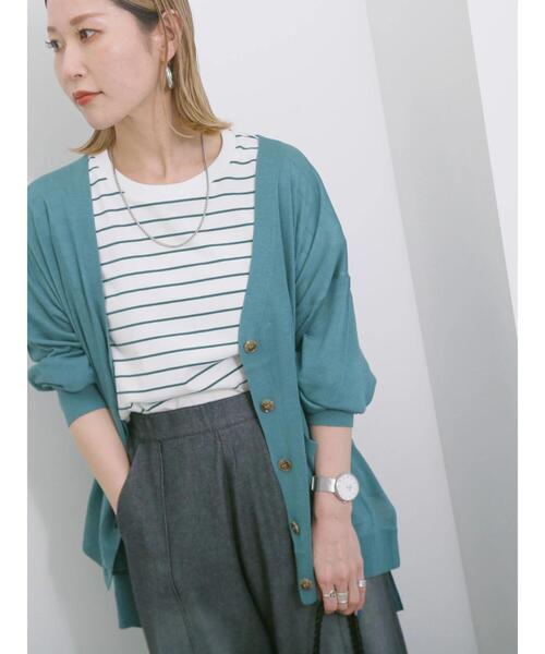 Samansa Mos2 blue（サマンサモスモスブルー）の「【接触冷感】マルチスタイルVカーデ（カーディガン/ボレロ・レディース・ブラック/ブルー/ピンク/ライトベージュ/オフホワイト/ネイビー/グリーン・L/M）」の4枚目の写真