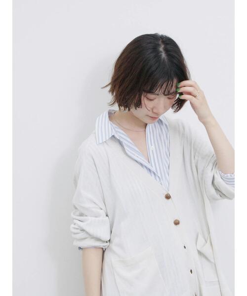 Samansa Mos2 blue（サマンサモスモスブルー）の「【接触冷感】マルチスタイルVカーデ（カーディガン/ボレロ・レディース・ブラック/ブルー/ピンク/ライトベージュ/オフホワイト/ネイビー/グリーン・L/M）」の8枚目の写真