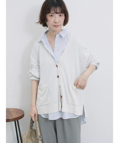 Samansa Mos2 blue（サマンサモスモスブルー）の「【接触冷感】マルチスタイルVカーデ（カーディガン/ボレロ・レディース・ブラック/ブルー/ピンク/ライトベージュ/オフホワイト/ネイビー/グリーン・L/M）」の9枚目の写真