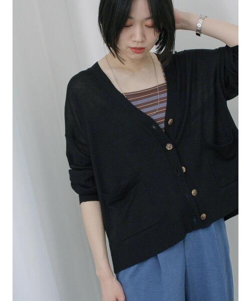 Samansa Mos2 blue（サマンサモスモスブルー）の「【接触冷感】マルチスタイルVカーデ（カーディガン/ボレロ・レディース・ブラック/ブルー/ピンク/ライトベージュ/オフホワイト/ネイビー/グリーン・L/M）」の16枚目の写真