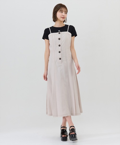 REDYAZEL(レディアゼル)の「2wayプリーツジャンパースカート(ワンピース・レディース・ベージュ/ブルー/グレー・MEDIUM/SMALL)」の9枚目の写真
