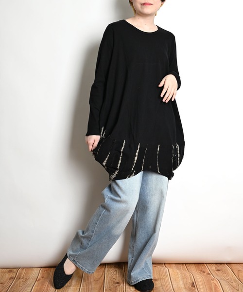 MARAI（マーライ）の「タイダイコクーンシルエットチュニック（Tシャツ/カットソー・レディース・ブラウン/グリーン/ベージュ/ブラック・FREE）」の2枚目の写真