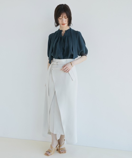 キュプラタックハーフスリーブブラウス｜ウォッシャブル/オケージョン