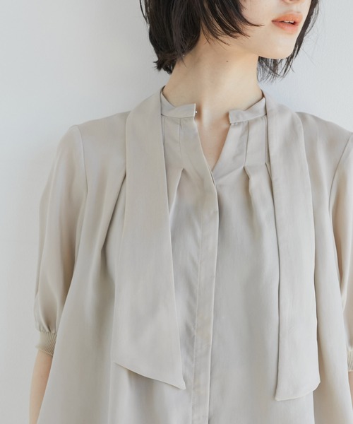 キュプラタックハーフスリーブブラウス｜ウォッシャブル/オケージョン
