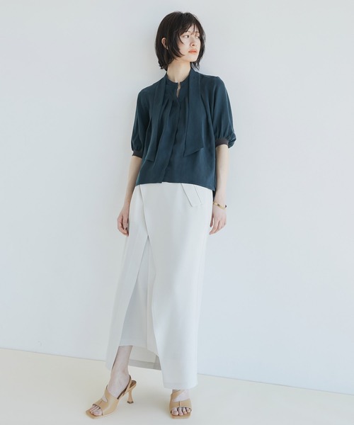 セール】キュプラタックハーフスリーブブラウス｜ウォッシャブル