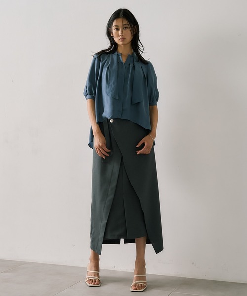 キュプラタックハーフスリーブブラウス｜ウォッシャブル/オケージョン