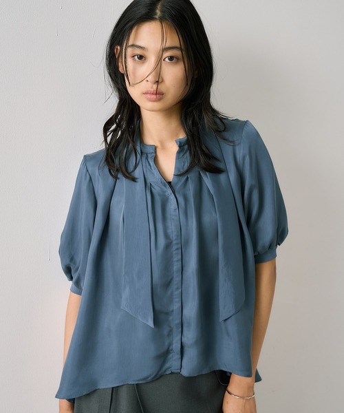 セール】キュプラタックハーフスリーブブラウス｜ウォッシャブル