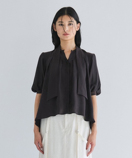 キュプラタックハーフスリーブブラウス｜ウォッシャブル/オケージョン