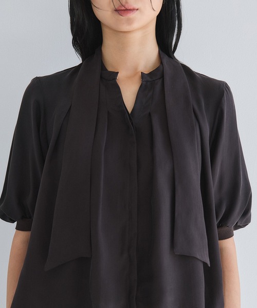 キュプラタックハーフスリーブブラウス｜ウォッシャブル/オケージョン