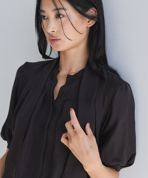 キュプラタックハーフスリーブブラウス｜ウォッシャブル/オケージョン