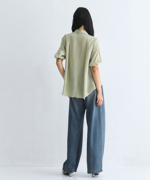 キュプラタックハーフスリーブブラウス｜ウォッシャブル/オケージョン