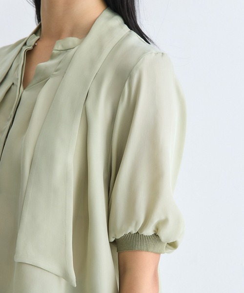 キュプラタックハーフスリーブブラウス｜ウォッシャブル/オケージョン