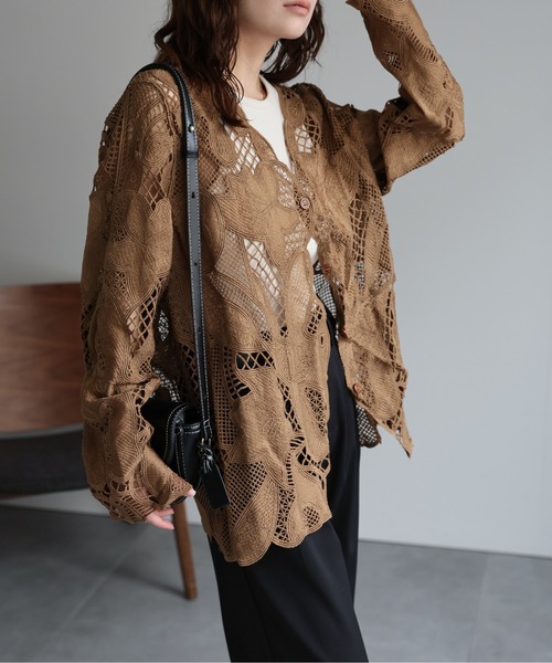 ap retro(アプレトロ)の「レースシアーカーディガン / レースブラウス(シャツ/ブラウス・レディース・オフホワイト/ブラック/ブラウン・FREE)」の15枚目の写真