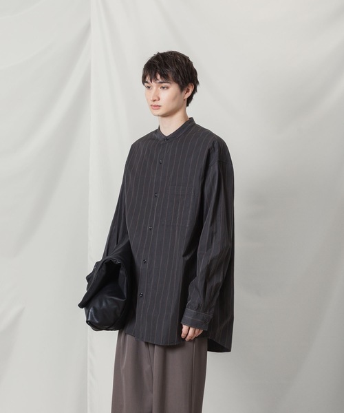 ATTACHMENT（アタッチメント）の「CU/CO ストライプツイル バンドカラー L/S SHIRT / CU/CO STRIPE TWILL BANDCOLLAR L/S SHIRT（シャツ/ブラウス・メンズ・グレー系/グリーン系・3/2/1）」の17枚目の写真