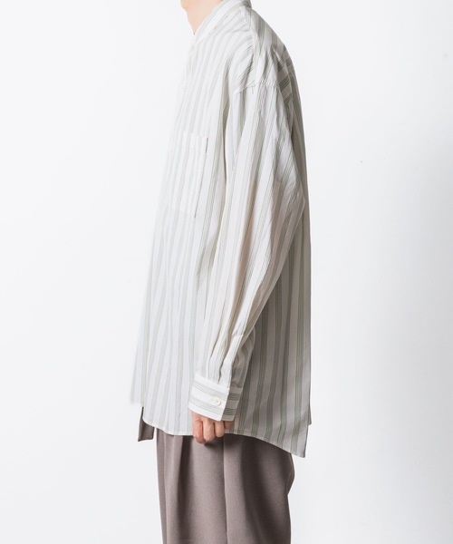ATTACHMENT（アタッチメント）の「CU/CO ストライプツイル バンドカラー L/S SHIRT / CU/CO STRIPE TWILL BANDCOLLAR L/S SHIRT（シャツ/ブラウス・メンズ・グレー系/グリーン系・3/2/1）」の21枚目の写真