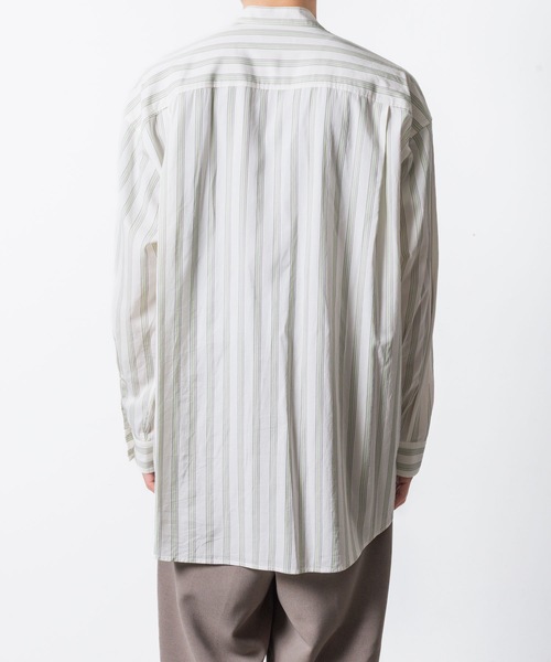 ATTACHMENT（アタッチメント）の「CU/CO ストライプツイル バンドカラー L/S SHIRT / CU/CO STRIPE TWILL BANDCOLLAR L/S SHIRT（シャツ/ブラウス・メンズ・グレー系/グリーン系・3/2/1）」の14枚目の写真