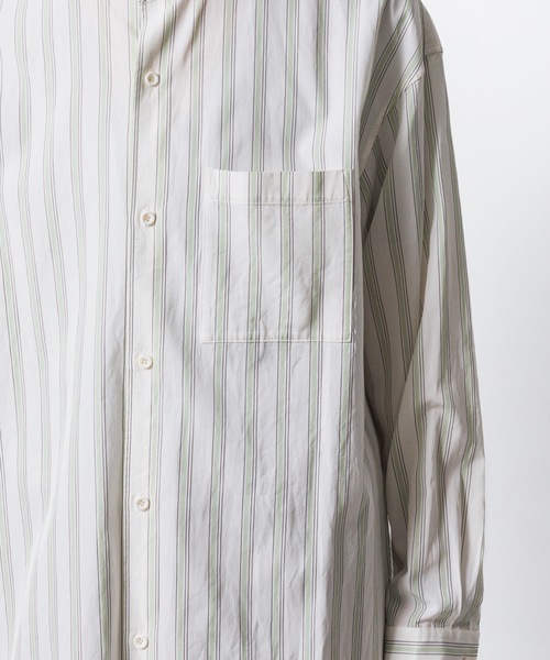 ATTACHMENT（アタッチメント）の「CU/CO ストライプツイル バンドカラー L/S SHIRT / CU/CO STRIPE TWILL BANDCOLLAR L/S SHIRT（シャツ/ブラウス・メンズ・グレー系/グリーン系・3/2/1）」の7枚目の写真