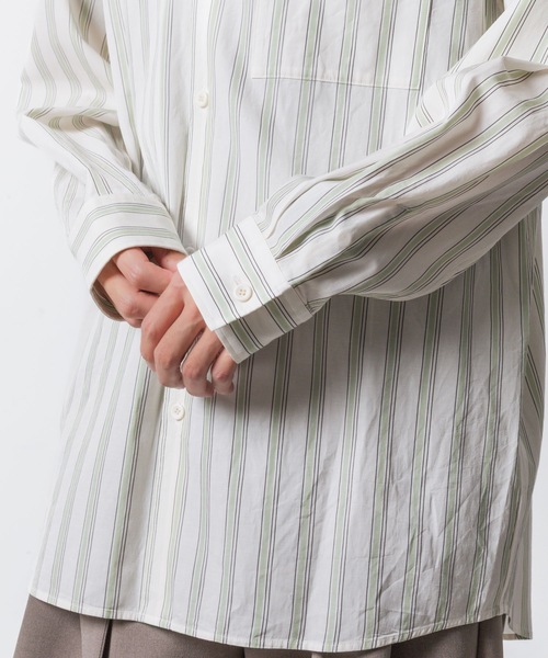 ATTACHMENT（アタッチメント）の「CU/CO ストライプツイル バンドカラー L/S SHIRT / CU/CO STRIPE TWILL BANDCOLLAR L/S SHIRT（シャツ/ブラウス・メンズ・グレー系/グリーン系・3/2/1）」の10枚目の写真