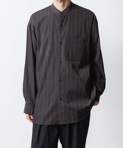 ATTACHMENT（アタッチメント）の「CU/CO ストライプツイル バンドカラー L/S SHIRT / CU/CO STRIPE TWILL BANDCOLLAR L/S SHIRT（シャツ/ブラウス・メンズ・グレー系/グリーン系・3/2/1）」の16枚目の写真