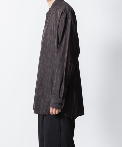 ATTACHMENT（アタッチメント）の「CU/CO ストライプツイル バンドカラー L/S SHIRT / CU/CO STRIPE TWILL BANDCOLLAR L/S SHIRT（シャツ/ブラウス・メンズ・グレー系/グリーン系・3/2/1）」の8枚目の写真