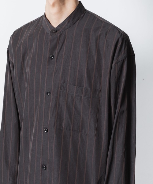 ATTACHMENT（アタッチメント）の「CU/CO ストライプツイル バンドカラー L/S SHIRT / CU/CO STRIPE TWILL BANDCOLLAR L/S SHIRT（シャツ/ブラウス・メンズ・グレー系/グリーン系・3/2/1）」の12枚目の写真