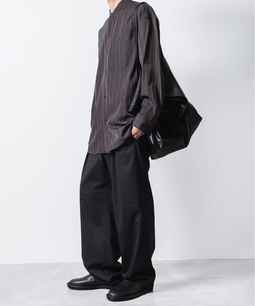 ATTACHMENT（アタッチメント）の「CU/CO ストライプツイル バンドカラー L/S SHIRT / CU/CO STRIPE TWILL BANDCOLLAR L/S SHIRT（シャツ/ブラウス・メンズ・グレー系/グリーン系・3/2/1）」の22枚目の写真