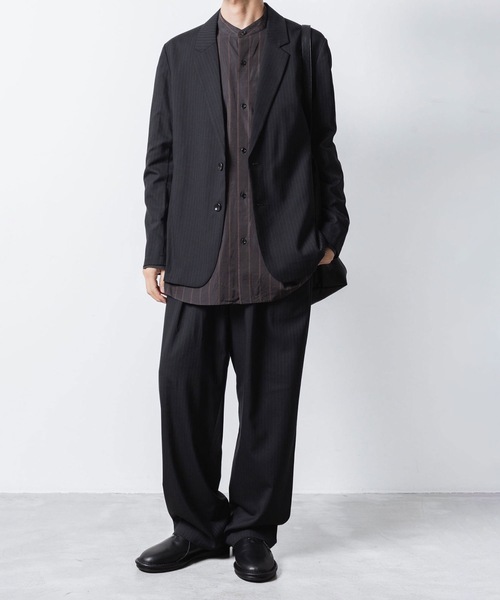 ATTACHMENT（アタッチメント）の「CU/CO ストライプツイル バンドカラー L/S SHIRT / CU/CO STRIPE TWILL BANDCOLLAR L/S SHIRT（シャツ/ブラウス・メンズ・グレー系/グリーン系・3/2/1）」の5枚目の写真