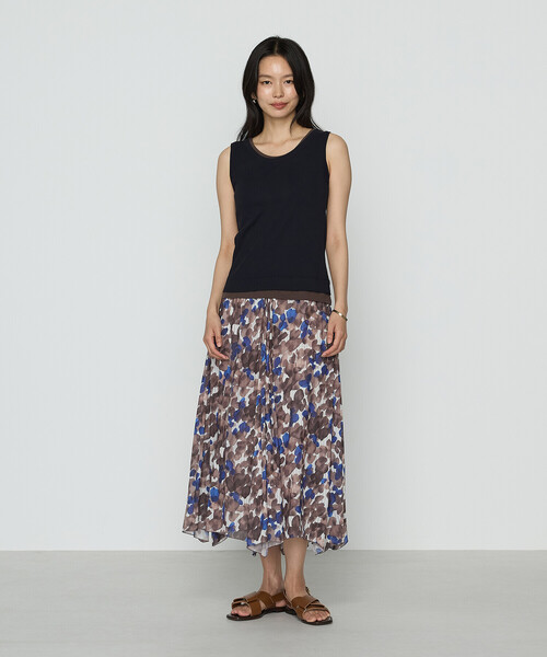 K.T KIYOKO TAKASE（キヨコタカセ）の「強撚ガステレコ／オーガニック レイヤードタンクトップ（タンクトップ・レディース・ベージュ/ブラック×ホワイト/ネイビー・9号）」の4枚目の写真