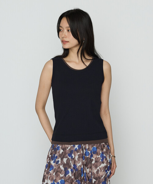 K.T KIYOKO TAKASE（キヨコタカセ）の「強撚ガステレコ／オーガニック レイヤードタンクトップ（タンクトップ・レディース・ベージュ/ブラック×ホワイト/ネイビー・9号）」の20枚目の写真