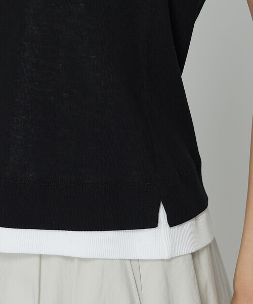 K.T KIYOKO TAKASE（キヨコタカセ）の「強撚ガステレコ／オーガニック レイヤードタンクトップ（タンクトップ・レディース・ベージュ/ブラック×ホワイト/ネイビー・9号）」の13枚目の写真