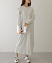 ソリッドカラー バック スリット マキシ カット ワンピース