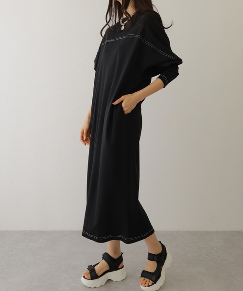 Lace Ladies(レースレディース)の「ソリッドカラー バック スリット マキシ カット ワンピース(ワンピース・レディース・チャコールグレー/ブラック/オートミール/ベージュ・S/FREE)」の6枚目の写真