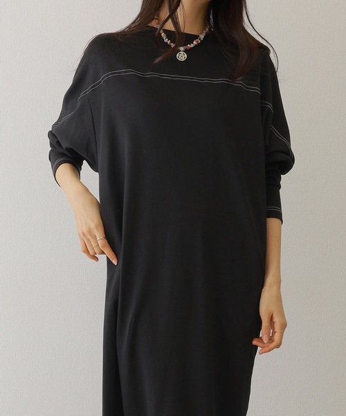 Lace Ladies(レースレディース)の「ソリッドカラー バック スリット マキシ カット ワンピース(ワンピース・レディース・チャコールグレー/ブラック/オートミール/ベージュ・S/FREE)」の7枚目の写真