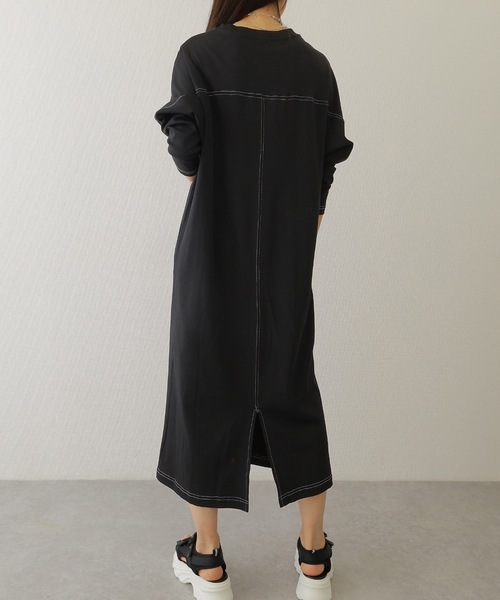 Lace Ladies(レースレディース)の「ソリッドカラー バック スリット マキシ カット ワンピース(ワンピース・レディース・チャコールグレー/ブラック/オートミール/ベージュ・S/FREE)」の9枚目の写真