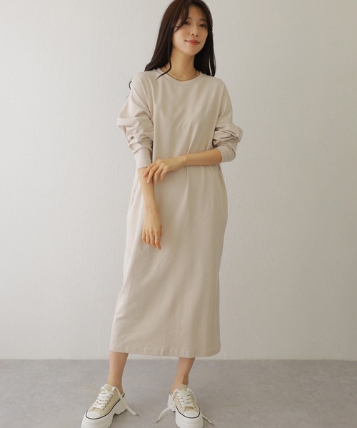 Lace Ladies(レースレディース)の「ソリッドカラー バック スリット マキシ カット ワンピース(ワンピース・レディース・チャコールグレー/ブラック/オートミール/ベージュ・S/FREE)」の15枚目の写真