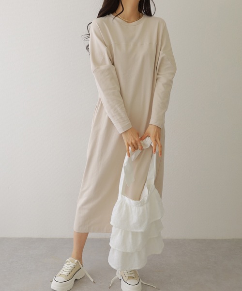 Lace Ladies(レースレディース)の「ソリッドカラー バック スリット マキシ カット ワンピース(ワンピース・レディース・チャコールグレー/ブラック/オートミール/ベージュ・S/FREE)」の17枚目の写真